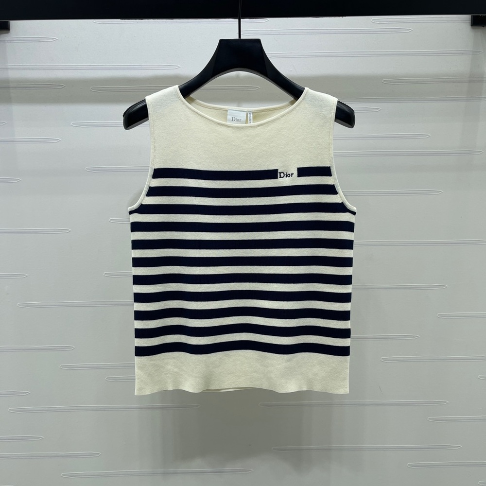 Dior Crew Neck Striped Knit Vest